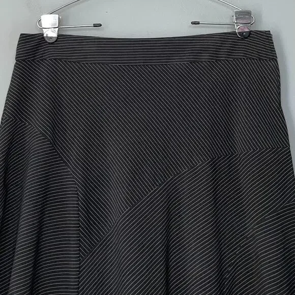 Vintage Y2K Asymmetrical Size 11 12 Black White Pinstripe Skirt Witchy Gothic - Picture 3 of 10
